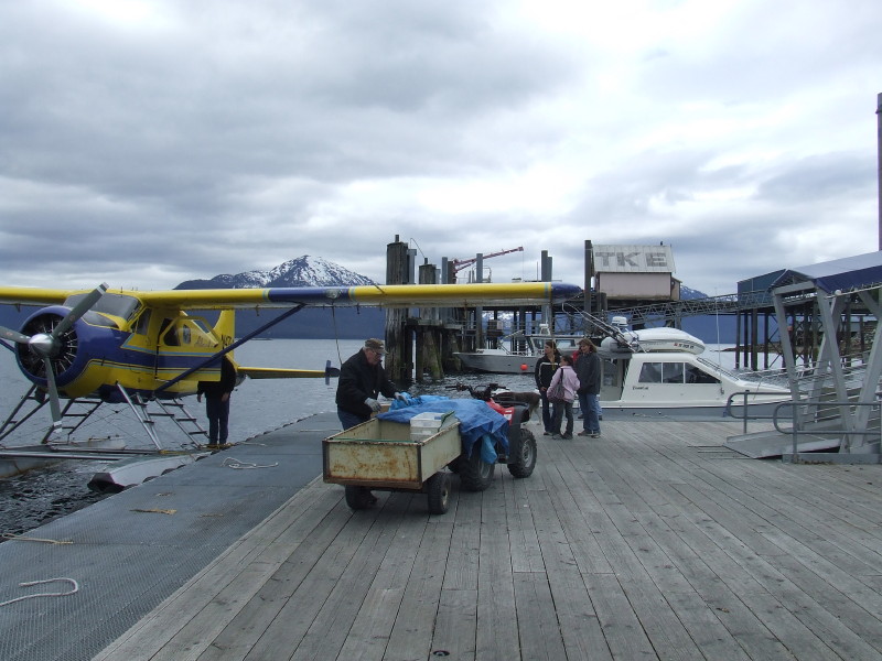 Tied to the float plane dock at Tenakee Springs.